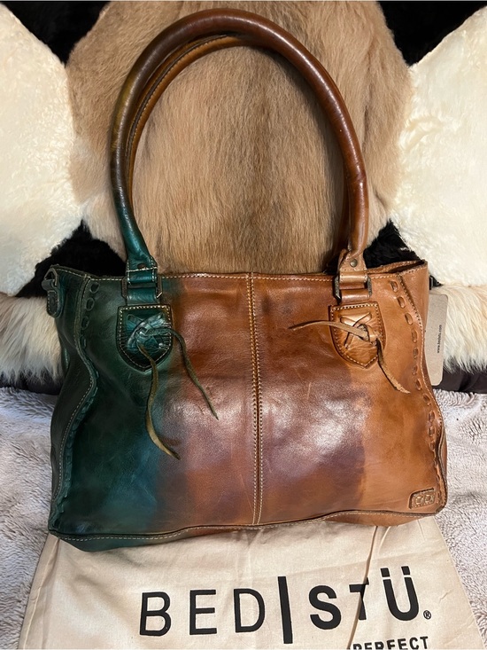 BED|STU Handbags - BED STU Rockababy Seagrass Stone Tie Dye Leather Shoulder Crossbody Satchel Bag
